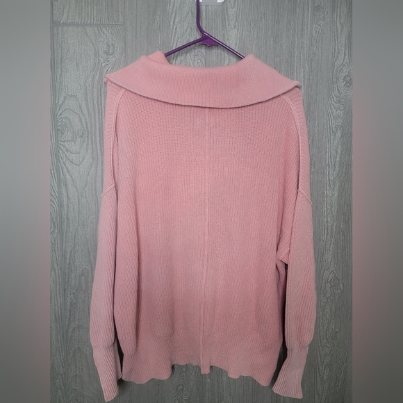 Aerie Women’s Beyond Quarter Zip Oversized 100% Cotton Pink Sweater, Size Small - Picture 4 of 4